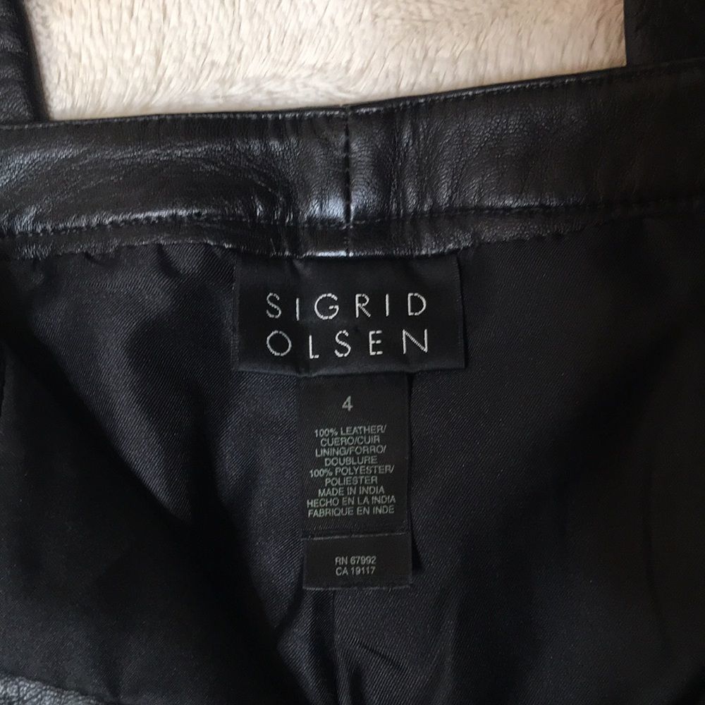 Sigrid Olsen 100% Leather Pants Sz 4 - image 3